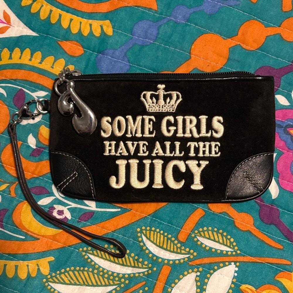 Juicy Couture Black and Silver Wristlet